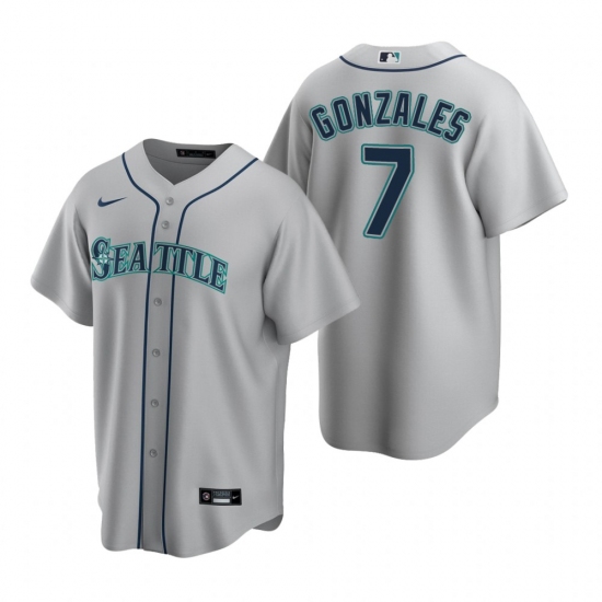 Men's Nike Seattle Mariners 7 Marco Gonzales Gray Road Stitched Baseball Jersey