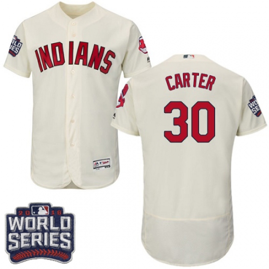 Men's Majestic Cleveland Indians 30 Joe Carter Cream 2016 World Series Bound Flexbase Authentic Collection MLB Jersey