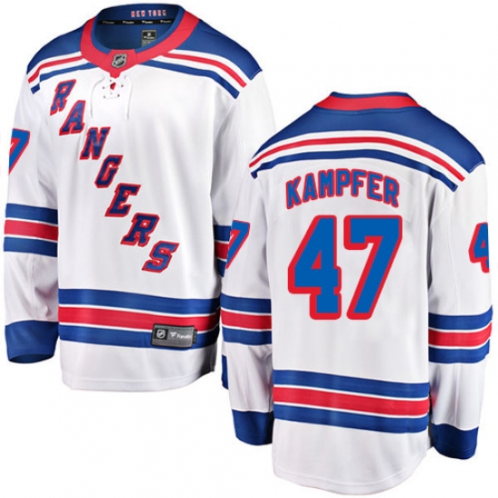 Youth New York Rangers 47 Steven Kampfer Fanatics Branded White Away Breakaway NHL Jersey