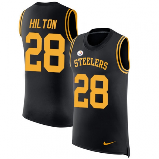 Men's Nike Pittsburgh Steelers 28 Mike Hilton Black Rush Player Name & Number Tank Top NFL Jersey