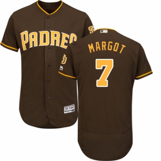 Men's Majestic San Diego Padres 7 Manuel Margot Brown Alternate Flex Base Authentic Collection MLB Jersey