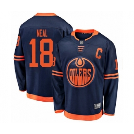 Youth Edmonton Oilers 18 James Neal Authentic Navy Blue Alternate Fanatics Branded Breakaway Hockey Jersey