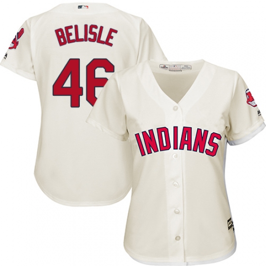 Women's Majestic Cleveland Indians 46 Matt Belisle Replica Cream Alternate 2 Cool Base MLB Jersey