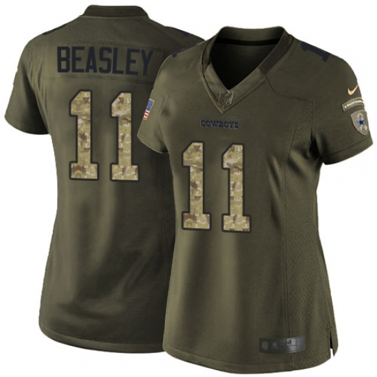 Women's Nike Dallas Cowboys 11 Cole Beasley Elite Green Salute to Service NFL Jersey