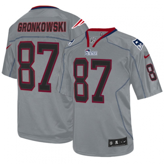 Men's Nike New England Patriots 87 Rob Gronkowski Elite Lights Out Grey NFL Jersey