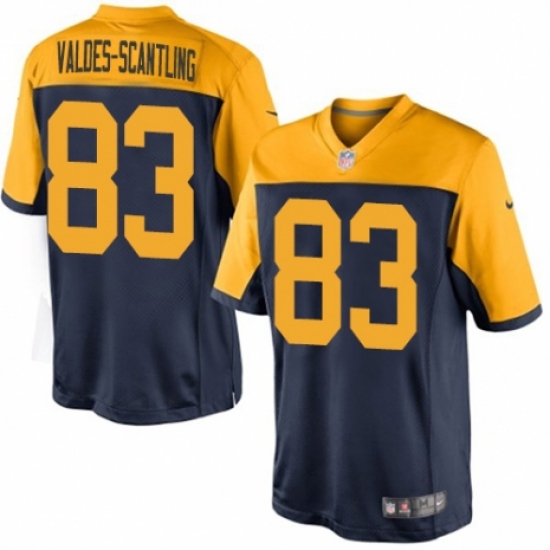 Youth Nike Green Bay Packers 83 Marquez Valdes-Scantling Limited Navy Blue Alternate NFL Jersey