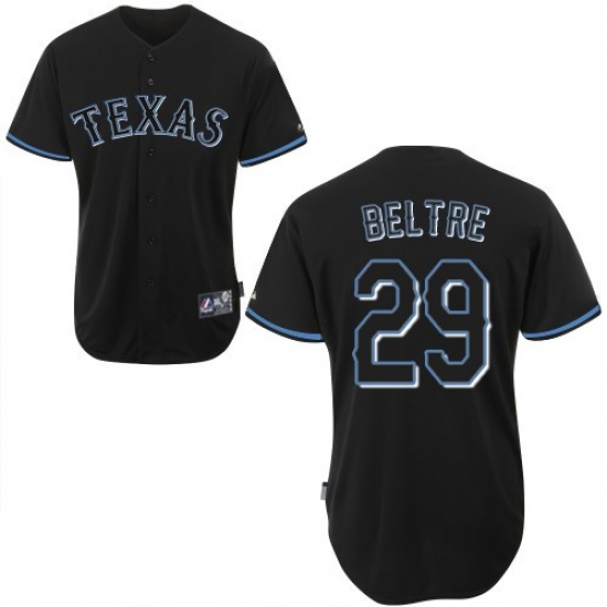 Men's Majestic Texas Rangers 29 Adrian Beltre Replica Black Fashion MLB Jersey