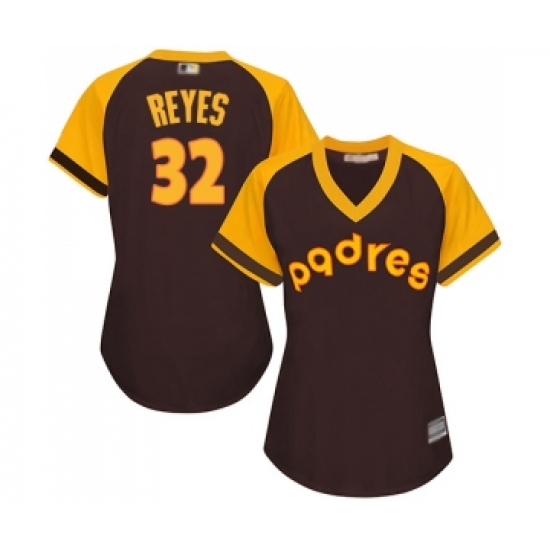 Women's San Diego Padres 32 Franmil Reyes Replica Brown Alternate Cooperstown Cool Base Baseball Jersey