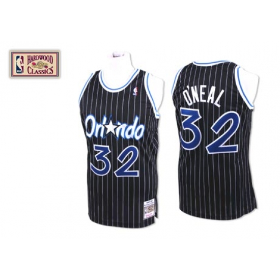 Men's Mitchell and Ness Orlando Magic 32 Shaquille O'Neal Authentic Black Throwback NBA Jersey
