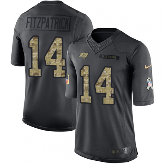Men's Nike Tampa Bay Buccaneers 14 Ryan Fitzpatrick Limited Black 2016 Salute to Service NFL Jersey