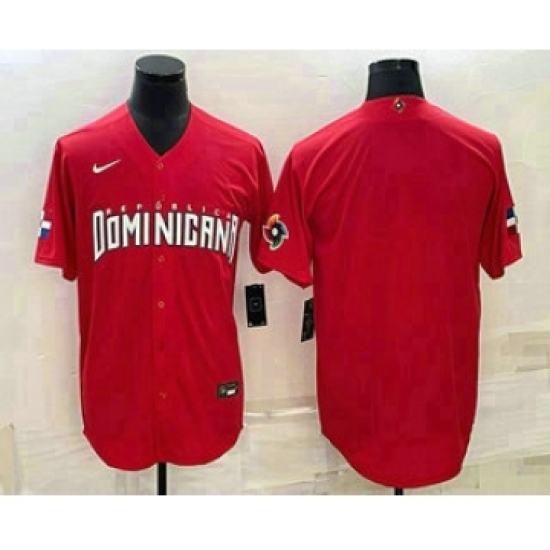 Men's Dominican Republic Baseball Blank 2023 Red World Classic Stitched Jerseys