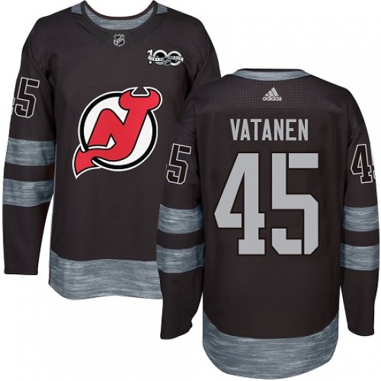 Men's Adidas New Jersey Devils 45 Sami Vatanen Authentic Black 1917-2017 100th Anniversary NHL Jersey