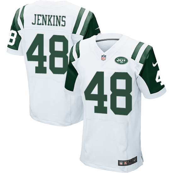 Men's Nike New York Jets 48 Jordan Jenkins Elite White NFL Jersey