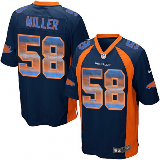 Youth Nike Denver Broncos 58 Von Miller Limited Navy Blue Strobe NFL Jersey