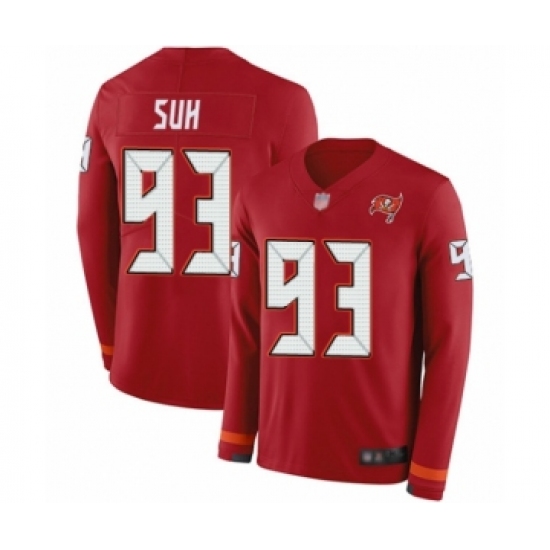 Men's Tampa Bay Buccaneers 93 Ndamukong Suh Limited Red Therma Long Sleeve Football Jersey