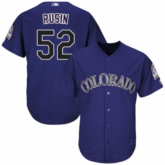 Youth Majestic Colorado Rockies 52 Chris Rusin Replica Purple Alternate 1 Cool Base MLB Jersey