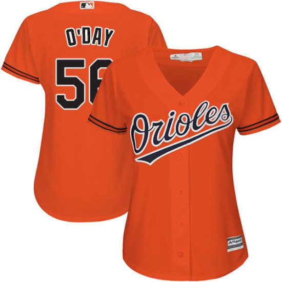 Women's Majestic Baltimore Orioles 56 Darren O'Day Authentic Orange Alternate Cool Base MLB Jersey