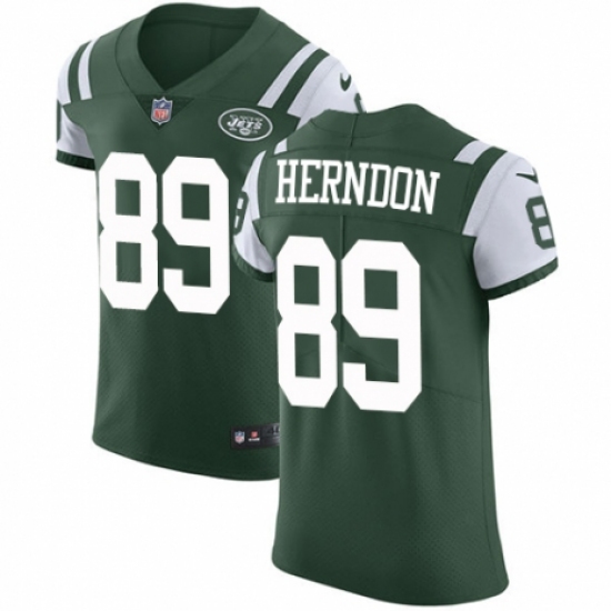 Men's Nike New York Jets 89 Chris Herndon Green Team Color Vapor Untouchable Elite Player NFL Jersey