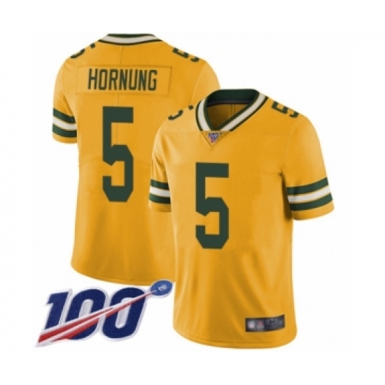 Youth Green Bay Packers 5 Paul Hornung Limited Gold Rush Vapor Untouchable 100th Season Football Jersey