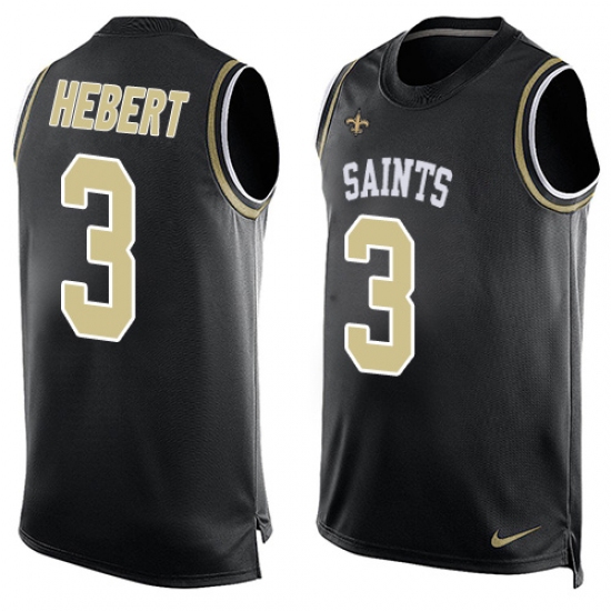 Men's Nike New Orleans Saints 3 Bobby Hebert Limited Black Player Name & Number Tank Top NFL Jersey
