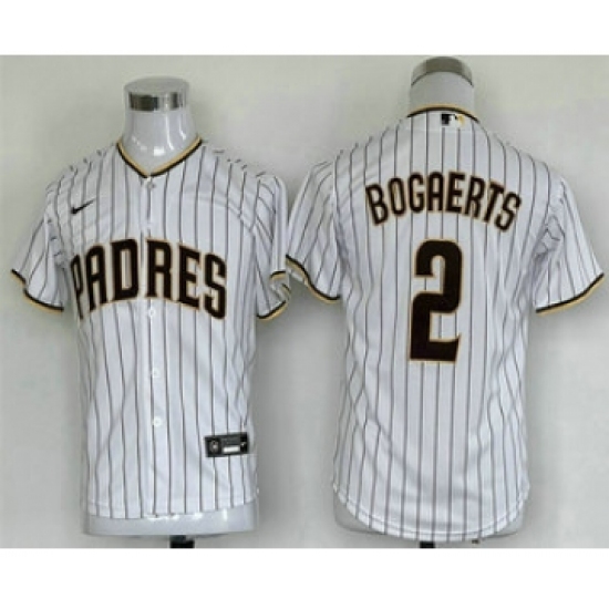 Youth San Diego Padres 2 Xander Bogaerts White Cool Base Stitched Baseball Jersey