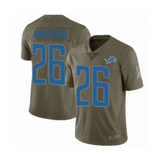 Youth Detroit Lions 26 C.J. Anderson Limited Olive 2017 Salute to Service Football Jersey