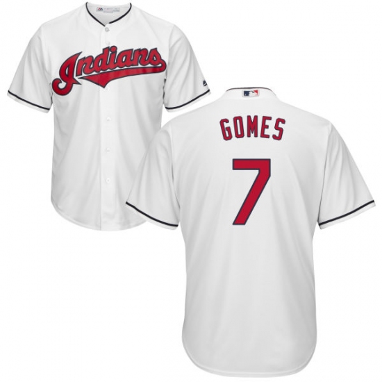 Men's Majestic Cleveland Indians 7 Yan Gomes Replica White Home Cool Base MLB Jersey
