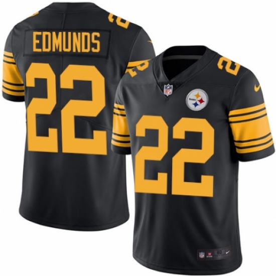 Men's Nike Pittsburgh Steelers 22 Terrell Edmunds Limited Black Rush Vapor Untouchable NFL Jersey