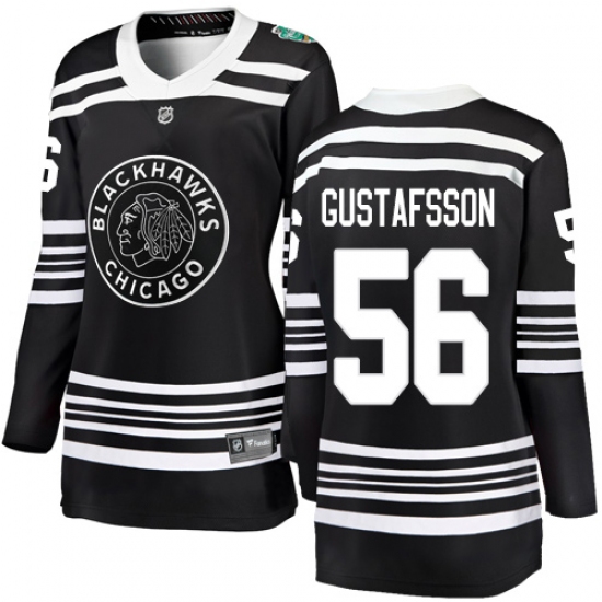 Women's Chicago Blackhawks 56 Erik Gustafsson Black 2019 Winter Classic Fanatics Branded Breakaway NHL Jersey