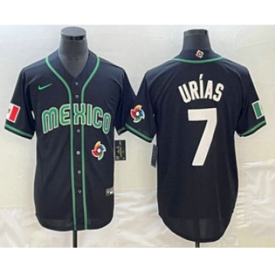 Men's Mexico Baseball 7 Julio Urias Number 2023 Black White World Classic Stitched Jersey3
