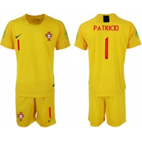 Portugal 1 Patricio Yellow Goalkeeper Soccer Country Jersey