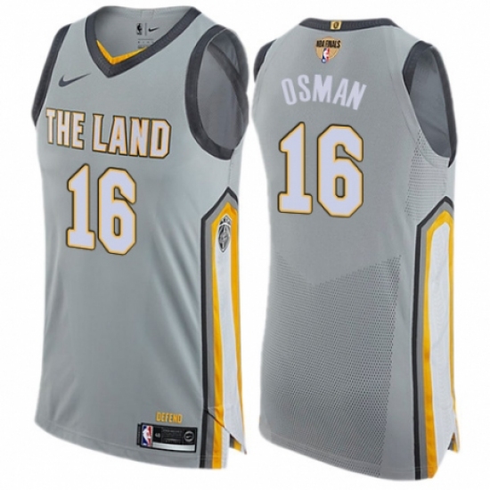 Men's Nike Cleveland Cavaliers 16 Cedi Osman Authentic Gray 2018 NBA Finals Bound NBA Jersey - City Edition