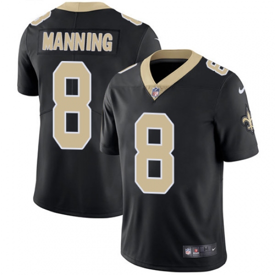 Men's Nike New Orleans Saints 8 Archie Manning Black Team Color Vapor Untouchable Limited Player NFL Jersey