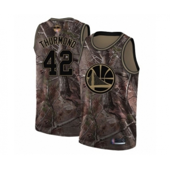 Youth Golden State Warriors 42 Nate Thurmond Swingman Camo Realtree Collection Basketball 2019 Basketball Finals Bound Jersey