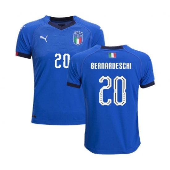 Italy 20 Bernardeschi Home Kid Soccer Country Jersey