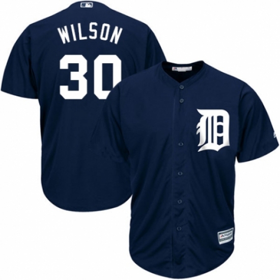 Youth Majestic Detroit Tigers 30 Alex Wilson Authentic Navy Blue Alternate Cool Base MLB Jersey