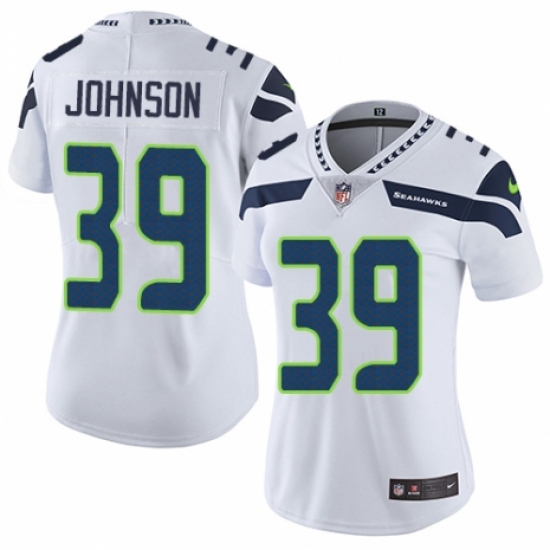 Women's Nike Seattle Seahawks 39 Dontae Johnson White Vapor Untouchable Elite Player NFL Jersey