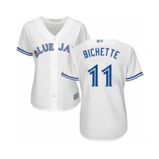 Women's Toronto Blue Jays 11 Bo Bichette Authentic White Home Baseball Player Jersey