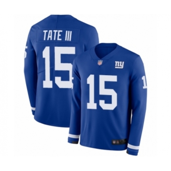 Men's New York Giants 15 Golden Tate III Limited Royal Blue Therma Long Sleeve Football Jersey