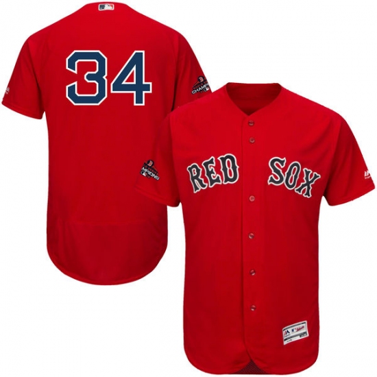 Men's Majestic Boston Red Sox 34 David Ortiz Red Alternate Flex Base Authentic Collection 2018 World Series Champions MLB Jersey