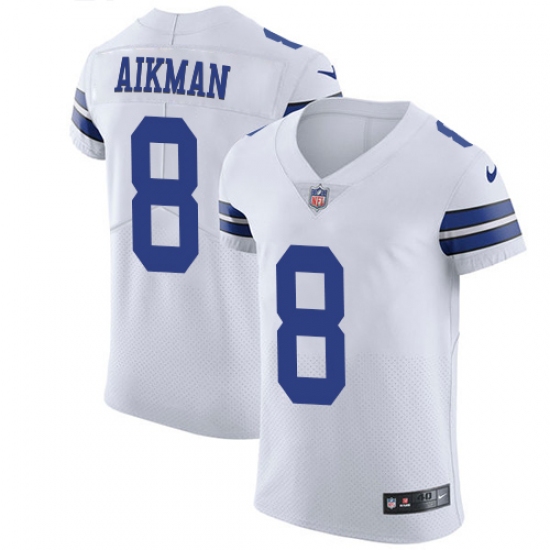 Men's Nike Dallas Cowboys 8 Troy Aikman Elite White NFL Jersey