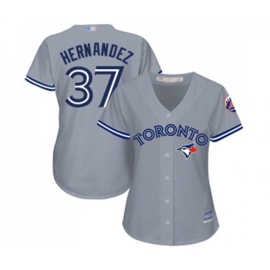Women's Toronto Blue Jays 37 Teoscar Hernandez Replica Grey Road Baseball Jersey