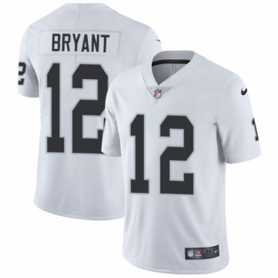 Men's Nike Oakland Raiders 12 Martavis Bryant White Vapor Untouchable Limited Player NFL Jersey