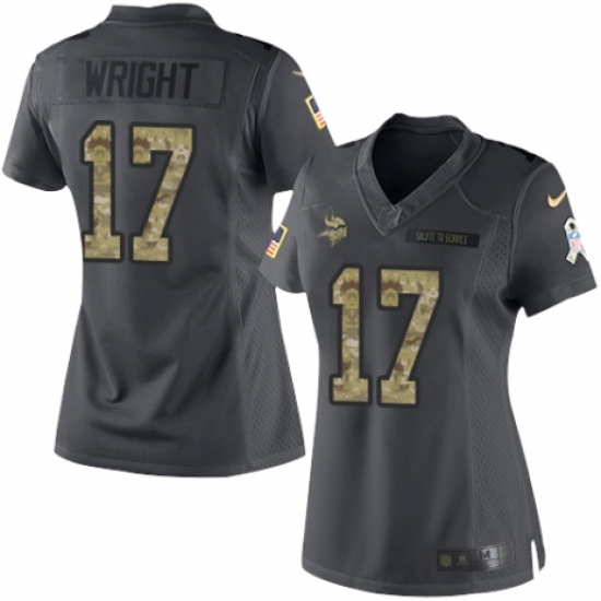 Women's Nike Minnesota Vikings 17 Kendall Wright Limited Black 2016 Salute to Service NFL Jersey