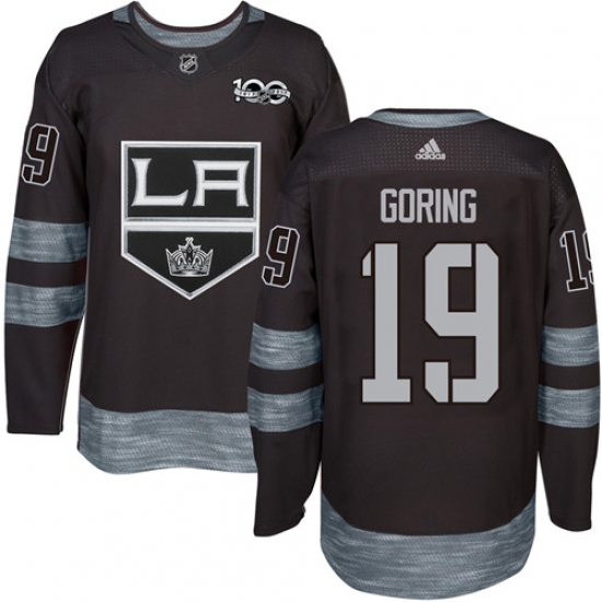 Men's Adidas Los Angeles Kings 19 Butch Goring Authentic Black 1917-2017 100th Anniversary NHL Jersey