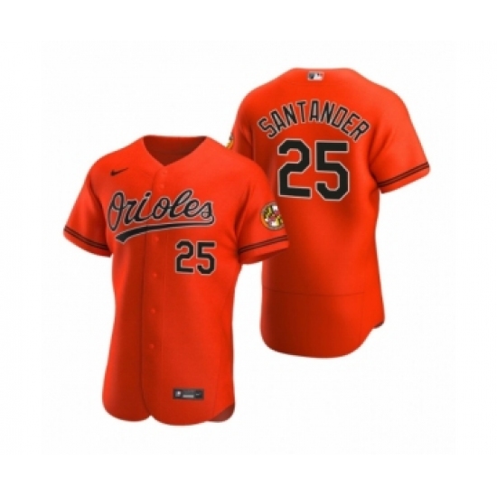 Men's Baltimore Orioles 25 Anthony Santander Nike Orange Authentic 2020 Alternate Jersey