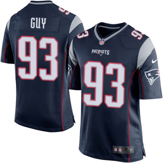 Men's Nike New England Patriots 93 Lawrence Guy Game Navy Blue Team Color NFL Jersey