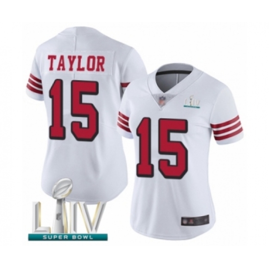 Women's San Francisco 49ers 15 Trent Taylor Limited White Rush Vapor Untouchable Super Bowl LIV Bound Football Jersey