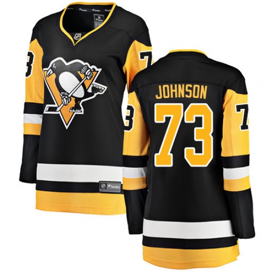 Women's Pittsburgh Penguins 73 Jack Johnson Authentic Black Home Fanatics Branded Breakaway NHL Jersey