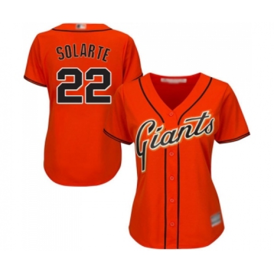 Women's San Francisco Giants 22 Yangervis Solarte Replica Orange Alternate Cool Base Baseball Jersey